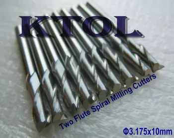 

3.175x10mm 2 Flutes End Mill Cutter Tungsten Carbide Engraving Router Bits for Wood Acrylic Cutting Spiral CNC Milling Tools