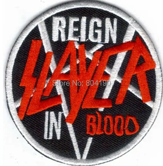 

2.8" SLAYER REIGN IN BLOOD Music Band Iron On/Sew On Patch Tshirt TRANSFER MOTIF APPLIQUE Rock Punk Badge Wholesale