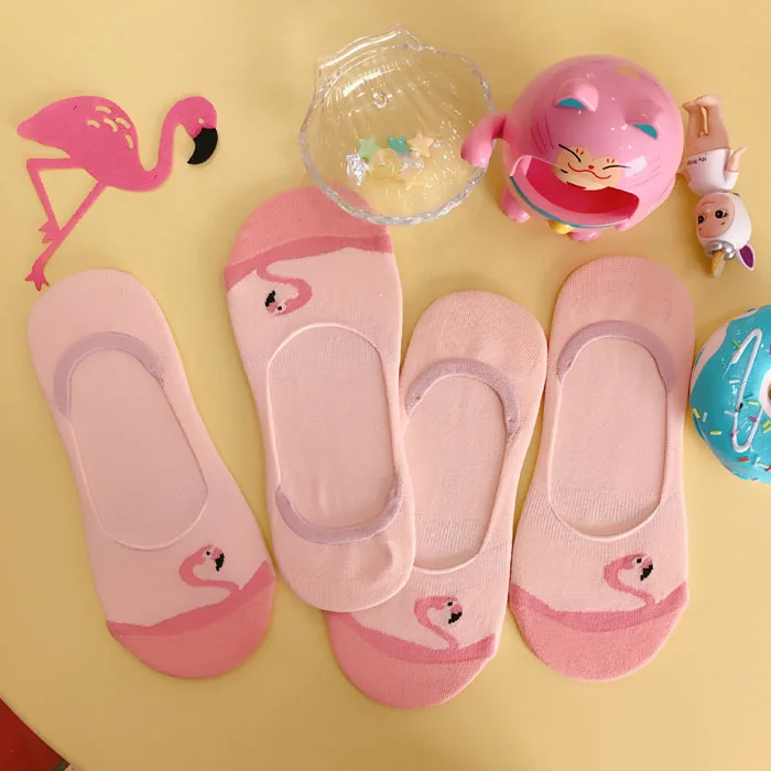 

Flamingo Women Socks Cotton Summer Cartton Cute Girls Pink Socks Kawaii Casual Student Flamingo Breathable Cotton New High