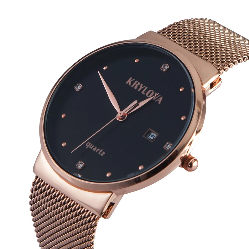 

KRYLOVA Watches Women Top Brand Luxury Casual Watches Clock Rose Gold Mesh Stainless Steel Ladies Wrist Watch Relogio Feminino