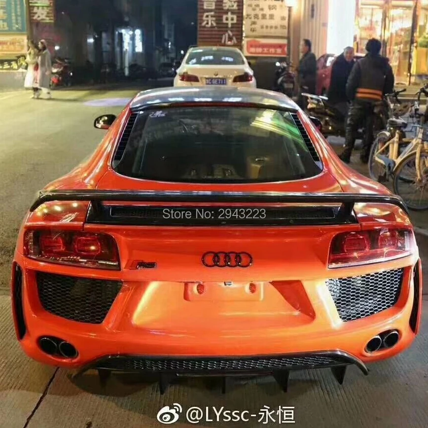 

FRP Car Styling body kit Unpainted Front Bumper Rear Bumper Side Skirts Front Rrills Covers For Audi R8 Regula style 2008-2015
