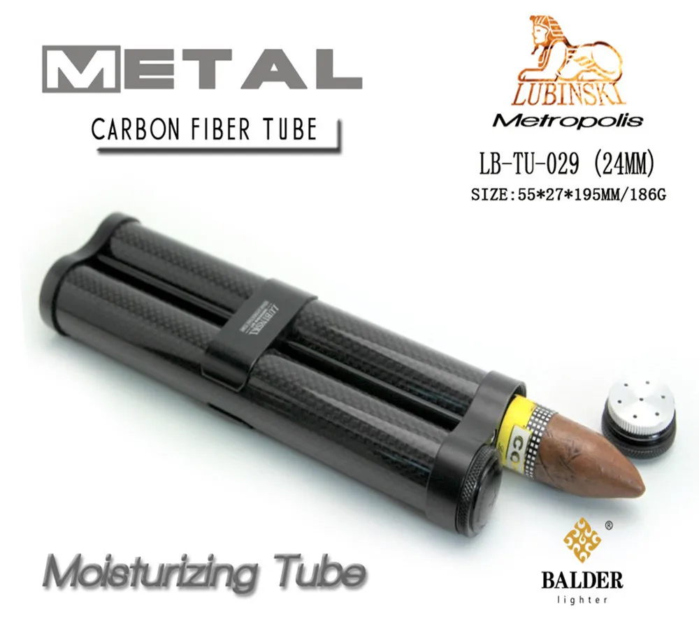 Carbon Fiber Cigar Case Humidor Moisturizing Tube Portable LUBINSKI Comes with Cigar Humidifier TU-029 Carbon Fiber Cigar Case Humidor Moisturizing Tube Portable LUBINSKI Comes with Cigar Humidifier TU-029