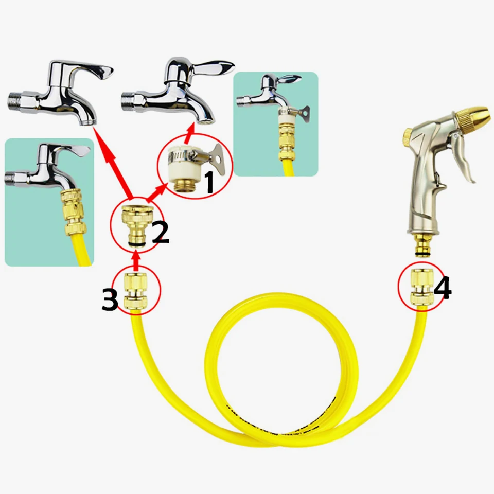 4 шт. садовые медные соединительные элементы для воды быстро, Круглый кран, резьбовой кран соединители подключения 1/2 дюйма водяной шланг и водяной пистолет