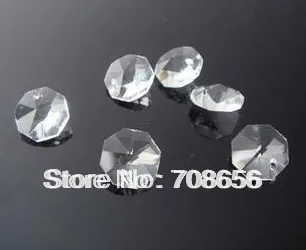 

2000pcs 14MM CLEAR OCTAGON CRYSTAL GLASS BEADS CHANDELIER GLASS CHAIN PARTS IN ONE HOLE