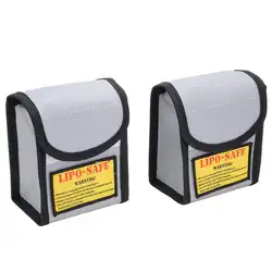 2 шт. огнестойкие RC Lipo батарея хранения зарядки Безопасный мешок мешочек для подарков Lipo Защита аккумулятора серебро 100 мм x 75 115 Малый