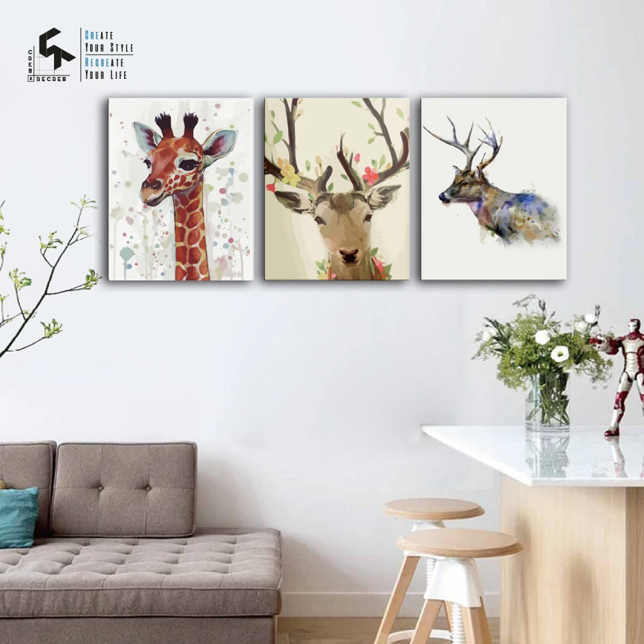 

CREATE&RECREATE Animal Poster Nursery Decor Deer Posters And Prints Wall Art Canvas Oil Painting Decoration Picture CR1810106030