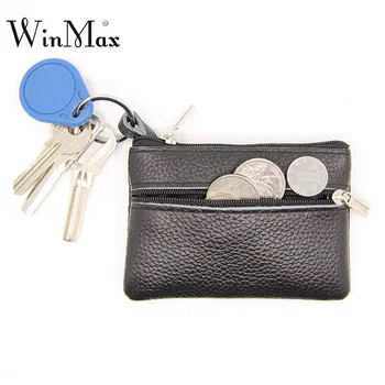 

Women Real Genuine Leather Wallet Small Leather Coin Purse new Cowhide Zipper Mini Keys chain Card Holder Front Pocket for Women