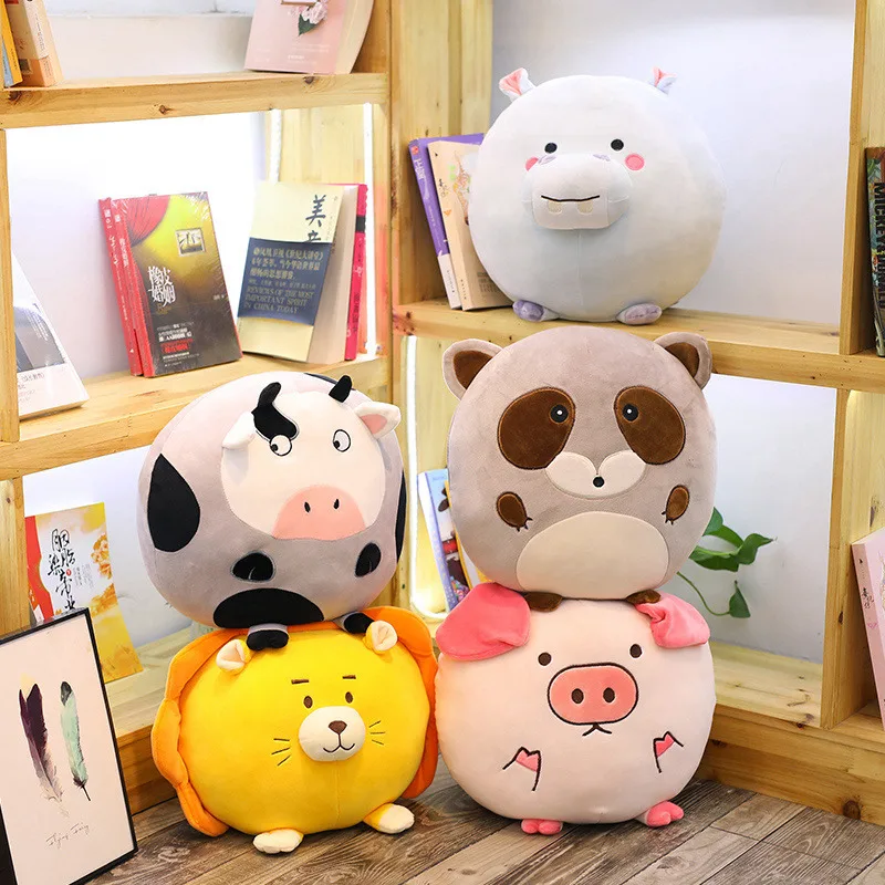1 шт. 40 см Kawaii Pig Cow Lion Hippo подушка из енота плюшевая диванная домашнее украшение