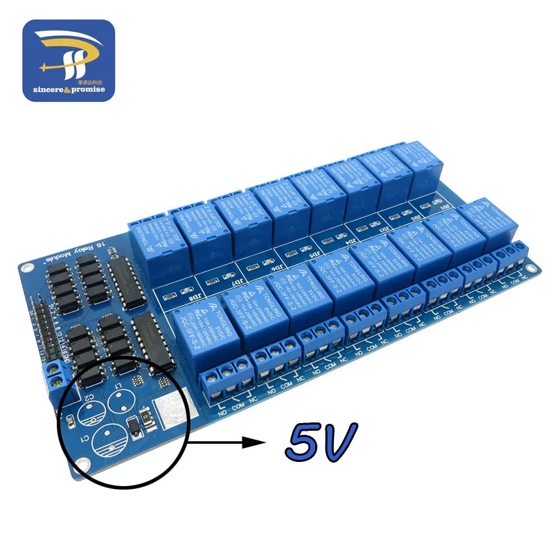 DC 5V 12V шестнадцать 16-канальный релейный модуль Интерфейс доска с защитой для оптронной пары LM2576 Мощность для arduino Diy Kit - Цвет: 16 channel relay 5v