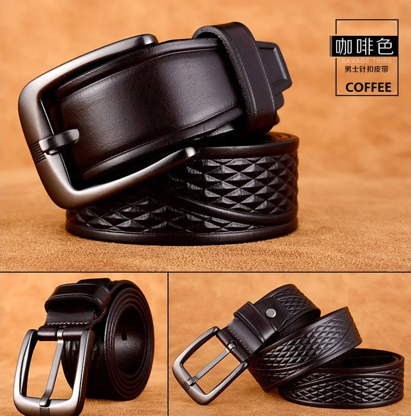 

Cow Genuine Leather Luxury Strap Male Belts for Men New Fashion Classice Vintage Pin Buckle Men Belt High Quality