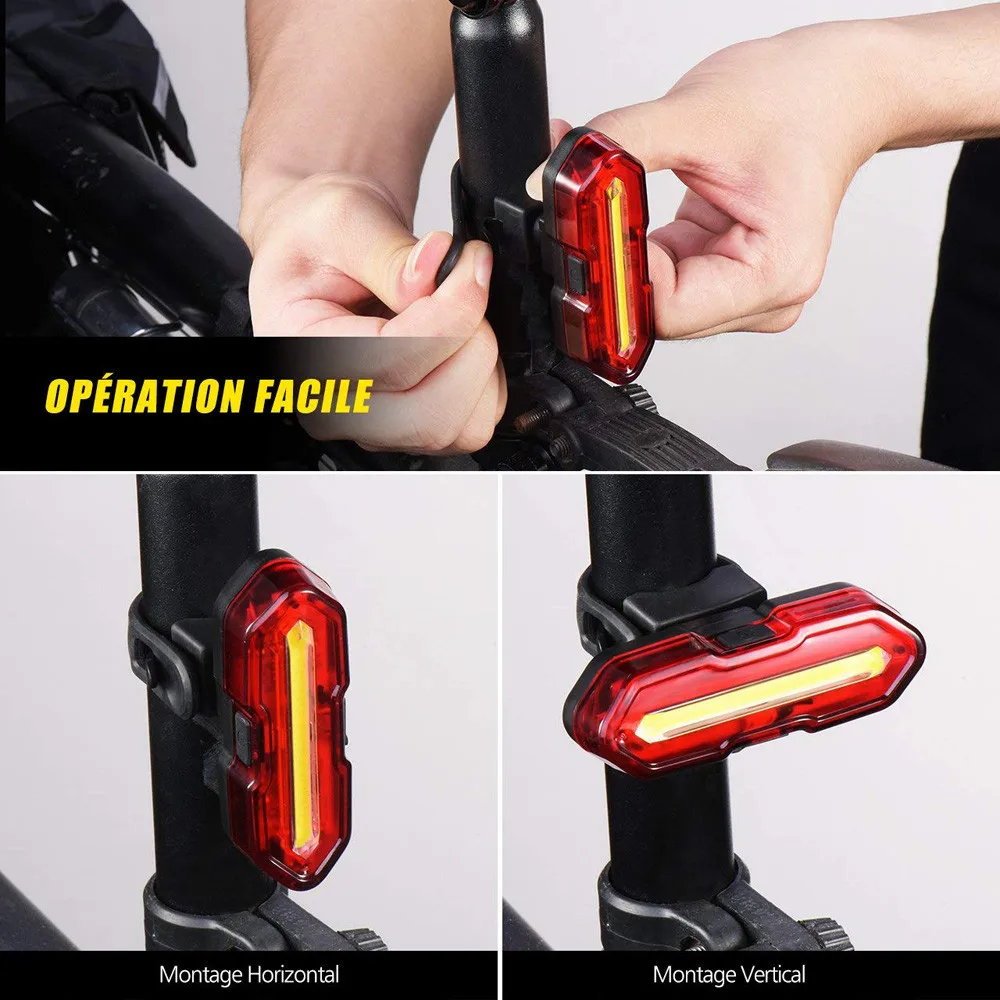 Discount 2PCS LED USB Rechargeable Bicycle Bike Rear Tail Light 5 Modes Flashlight Waterproof Bicycle LED Light Хвіст світла#15 2