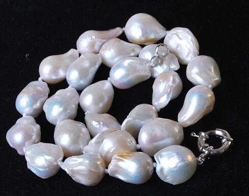 

Jewelr 005435 NATURAL LARGE 12-16MM WHITE BAROQUE CULTURED PEARL NECKLACE 18''AAA+