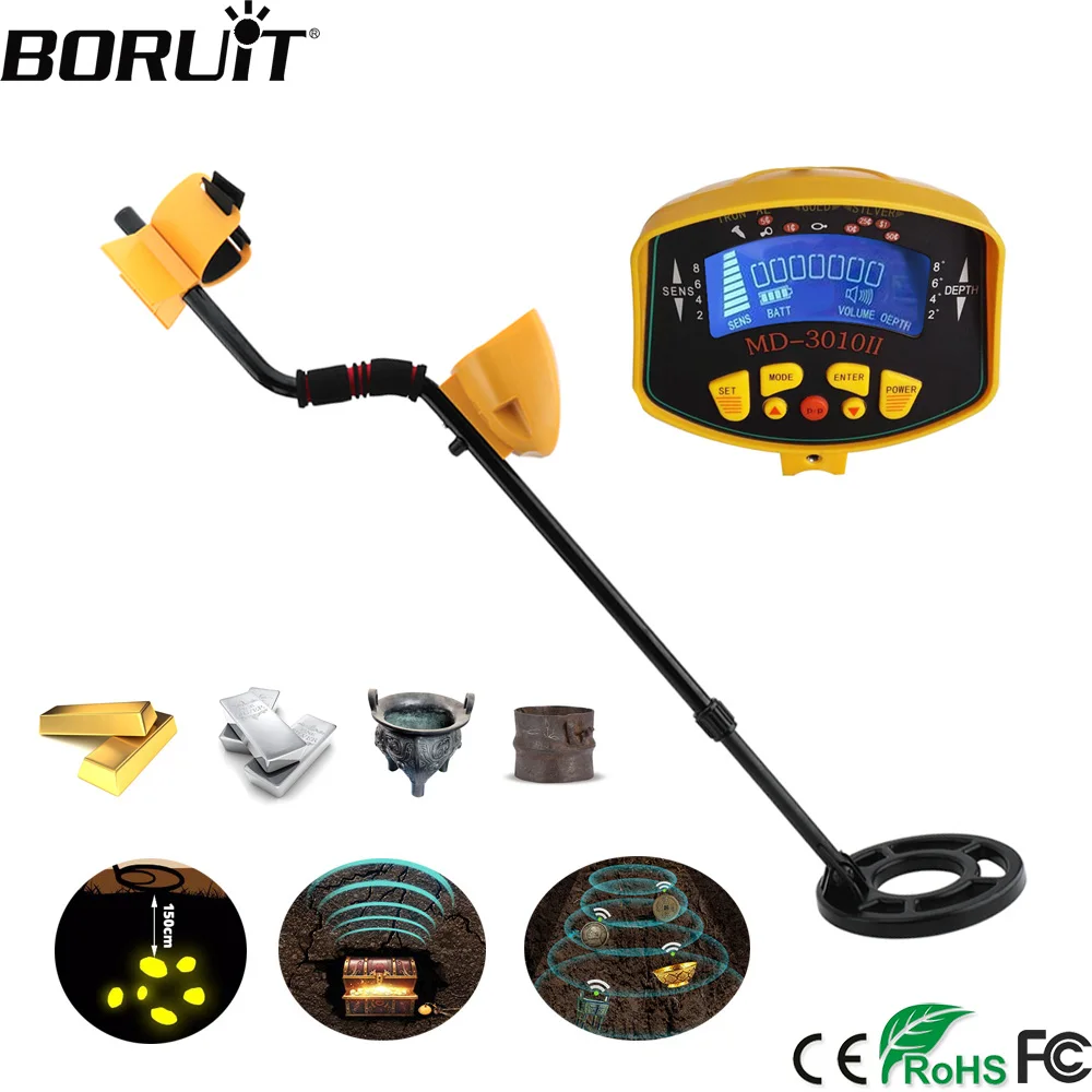 

BORUiT Professtional Underground Metal Detector Adjustable Gold Detectors Treasure Hunter Tracker Seeker Metal with LCD Screen