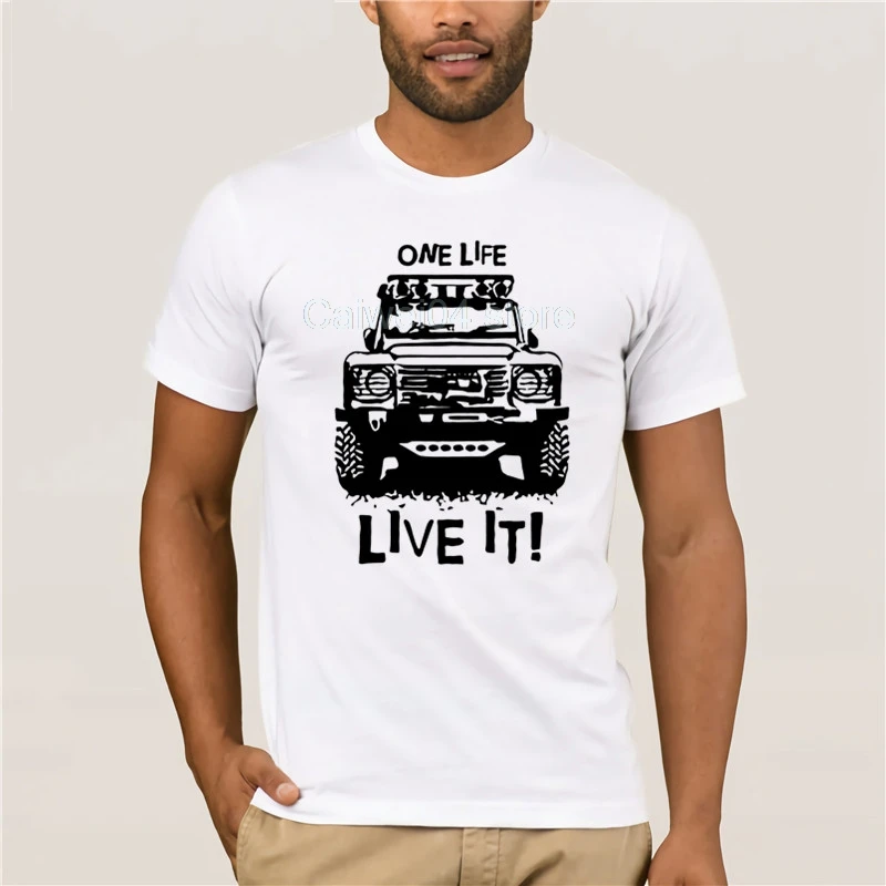

tshirt for mans Landrover Defender 90 110 One Life Live it Off Road Men Printing Short Sleeve Tshirt trend