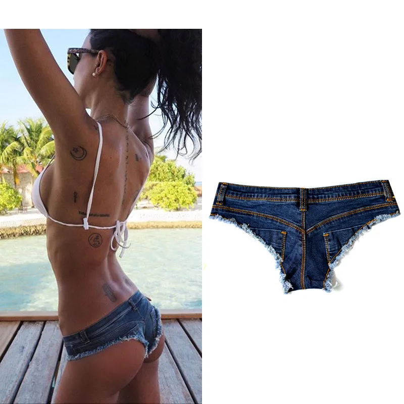 Summer Sexy Low Waist Denim Women Jeans Skinny Elastic Mini Short Pants Hot Butt Tight Exposed Night Club Women Blue Pants Jeans (18)