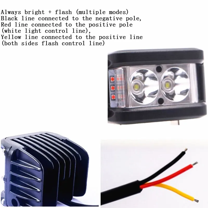 Krator 30W High Power 6000K White Side Shooter Pods Combo LED Work Light Strobe Lamp for Off-road Truck UTV ATV SUV Boat