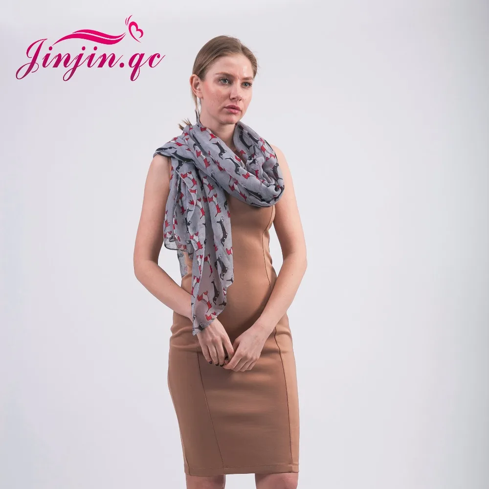 

Jinjin. QC 2019 Модный Мультяшный Щенок Шарф Из Вискозы с Принтом Женские Весенние Шарфы и Шали Хиджаб Из Джерси Женский Шарф
