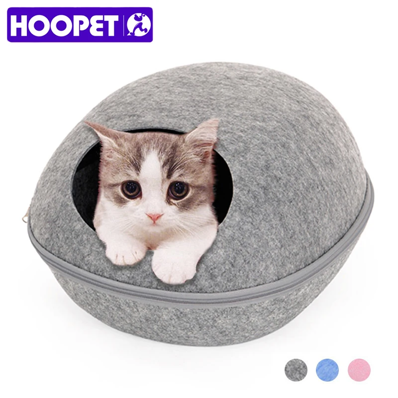 

HOOPET Dog Cat Bed Cave Sleeping Bag Zipper Egg Shape Felt Cloth Pet House Nest Cat Basket Products for Cats Animals Supplies
