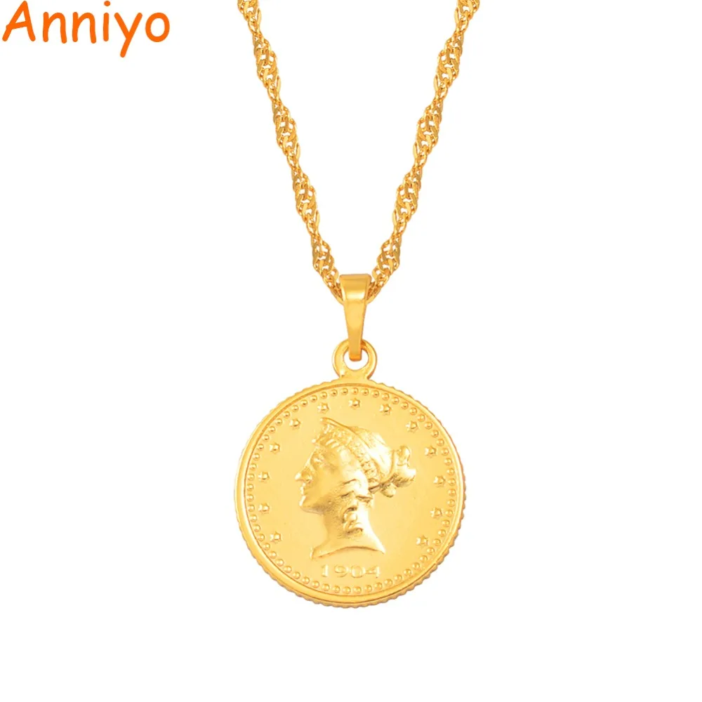 Очаровательные Подвески Anniyo ожерелья для женщин и девушек золотого цвета
