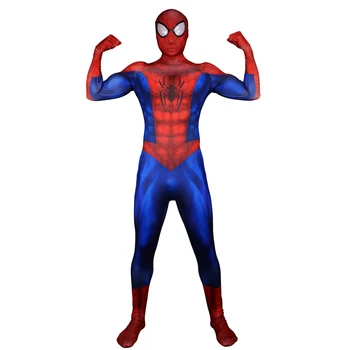 

Red and Blue Spiderman Cosplay costume Spandex Zentai Bodysuit Spider-man Halloween Party suit Spandex Jumpsuit