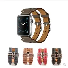 Браслет из натуральной кожи с двойной пряжкой для Apple Watch 42 мм 38 мм 40 мм 44 мм кожаный ремешок для iwatch 5/4/3/2/1
