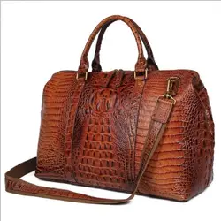 Для женщин путешествовать большие возможности натуральная кожа 18 "Выходные Сумка 2018 леди Бизнес крокодил ноутбук дорожная сумочка сумка