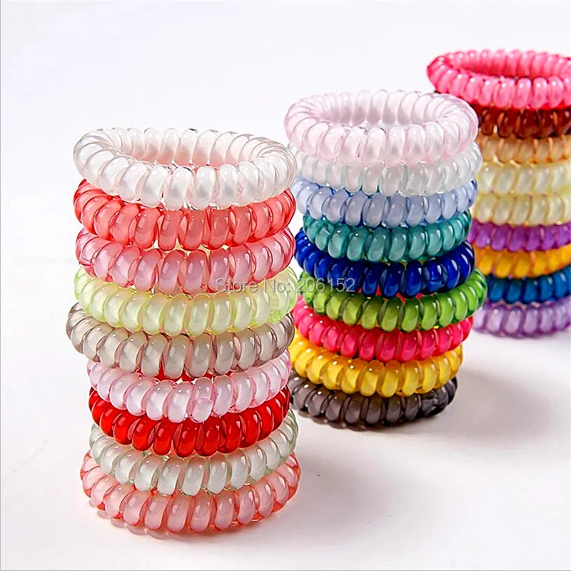 

5pcs/pack Telephone wire Gum for Hair Elastic Code Bands For Girl Rope candy color Hair Accessory Maker Tools