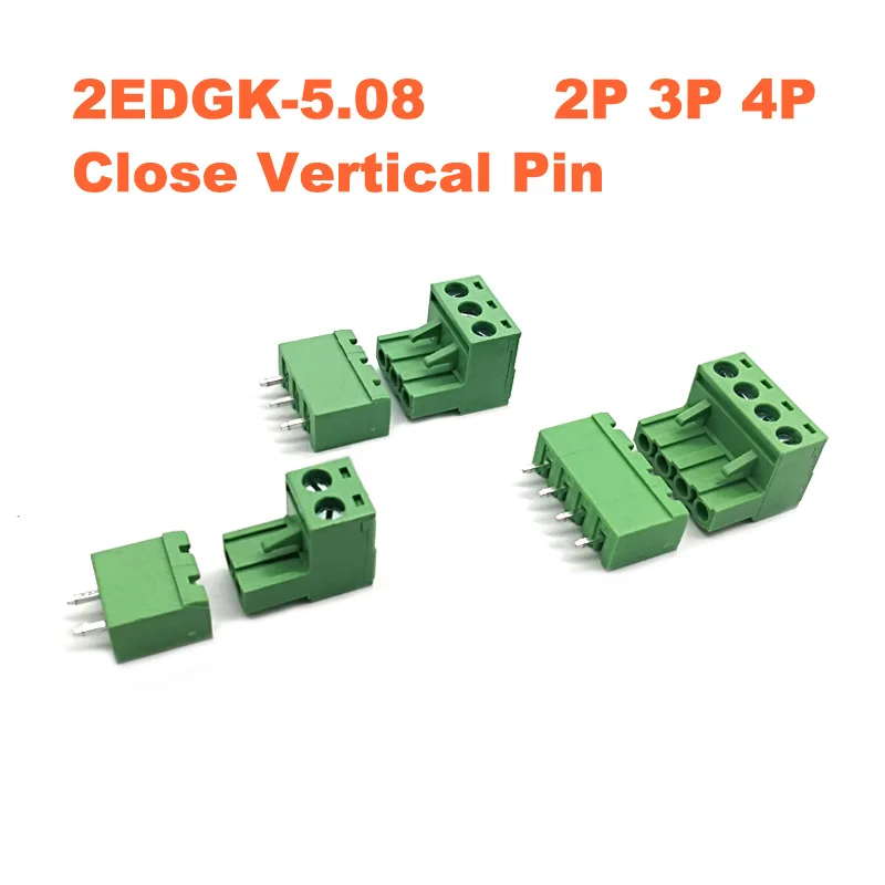 30/50/100 наборов шаг 5 08 мм 2P 3P 4P винтовая Клеммная колодка PCB 2EDGK 2EDGVC прямой штырь