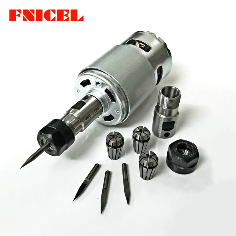 

775 DC Motor 12-36V 4000-12000 RPM Ball Bearing Spindle Motor with ER11 Extension Rod Carving Knife for CNC Router Machine