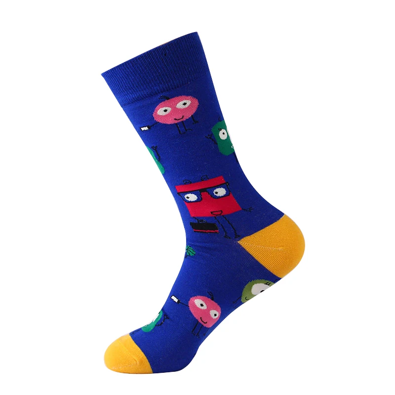 Moda Socmark, Модные Цветные счастливые Мужские Носки с рисунком петуха, облака, мягкие дышащие хлопковые короткие носки, повседневные забавные мужские носки - Цвет: 50080