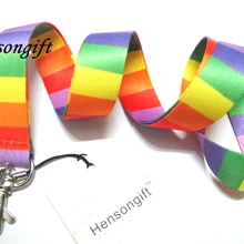 Hensongift девушки Радуга крест полосы брелок шнурок нагрудные опознавательные Значки для идентификации владельцев диагонали шеи ремни с