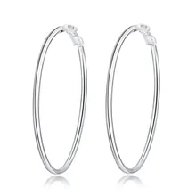 Новые 925 пробы серебряные тонкие гладкие Преувеличенные Большой круг обруч серьги для женщин серьги простые стерлингового серебра-ювелирные изделия