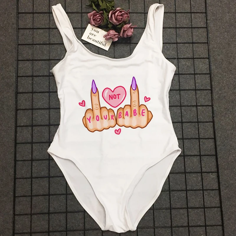 

Gympanda Girl Gang Power Swimwear 2019 Women One Piece Swimsuit unicorn squad Printed Summer Bathing Suit