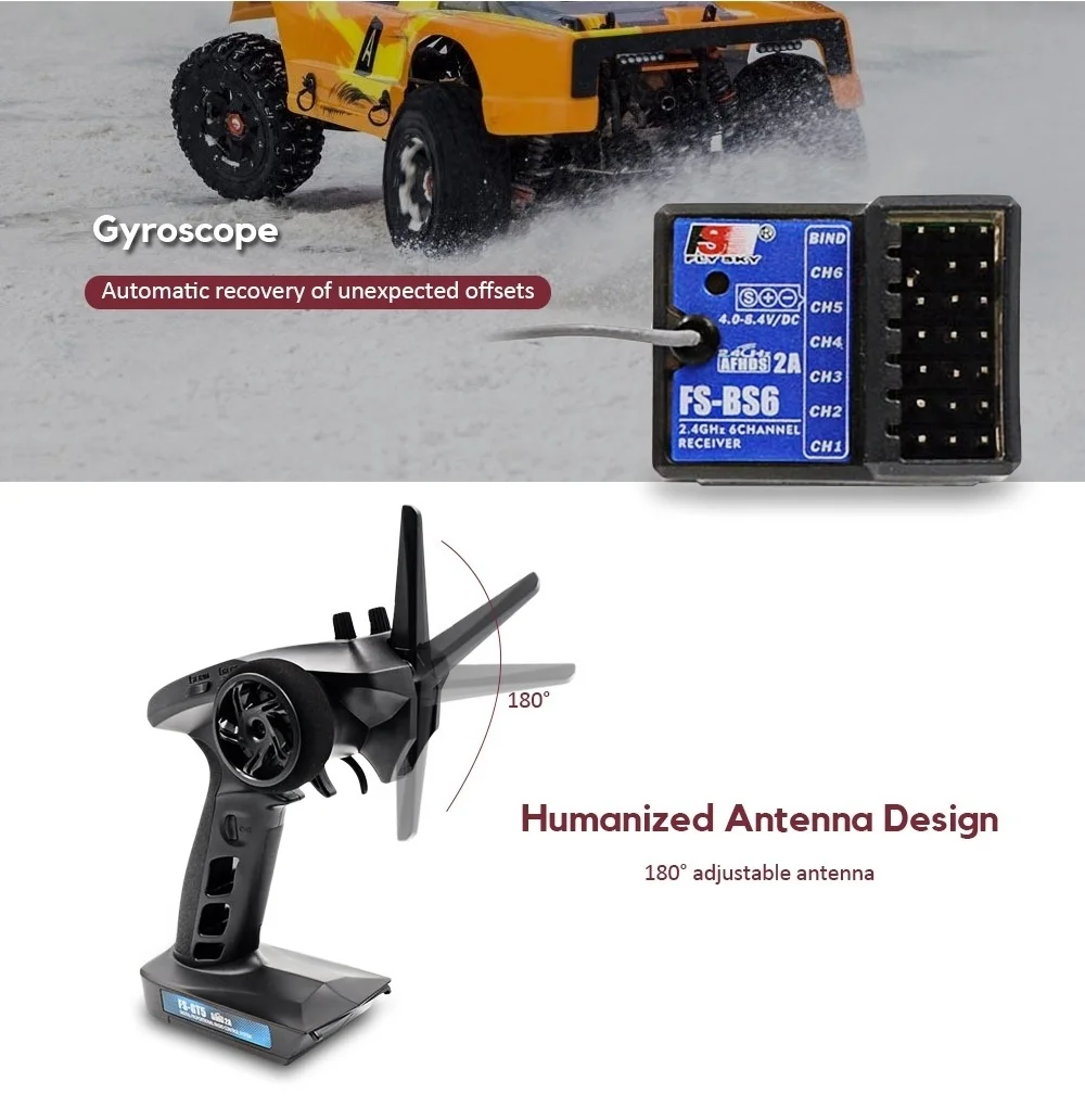 

Remote Control Flysky FS- GT5 6CH AFHDS RC Transmitter with FS - BS6 Receiver for RC Model controller