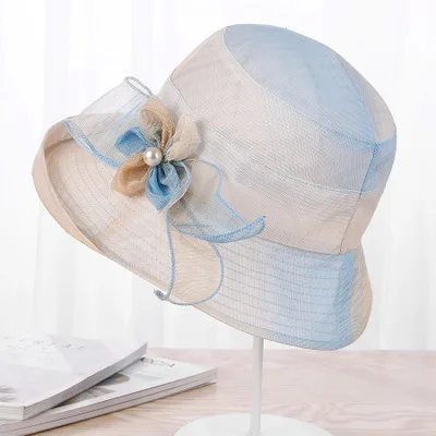 Mingjiebihuo Новое лето анти-внешней линии шляпа корейской версии солнцезащитный козырек Дикая мода фуражка для женщин и девочек шляпа - Цвет: lan
