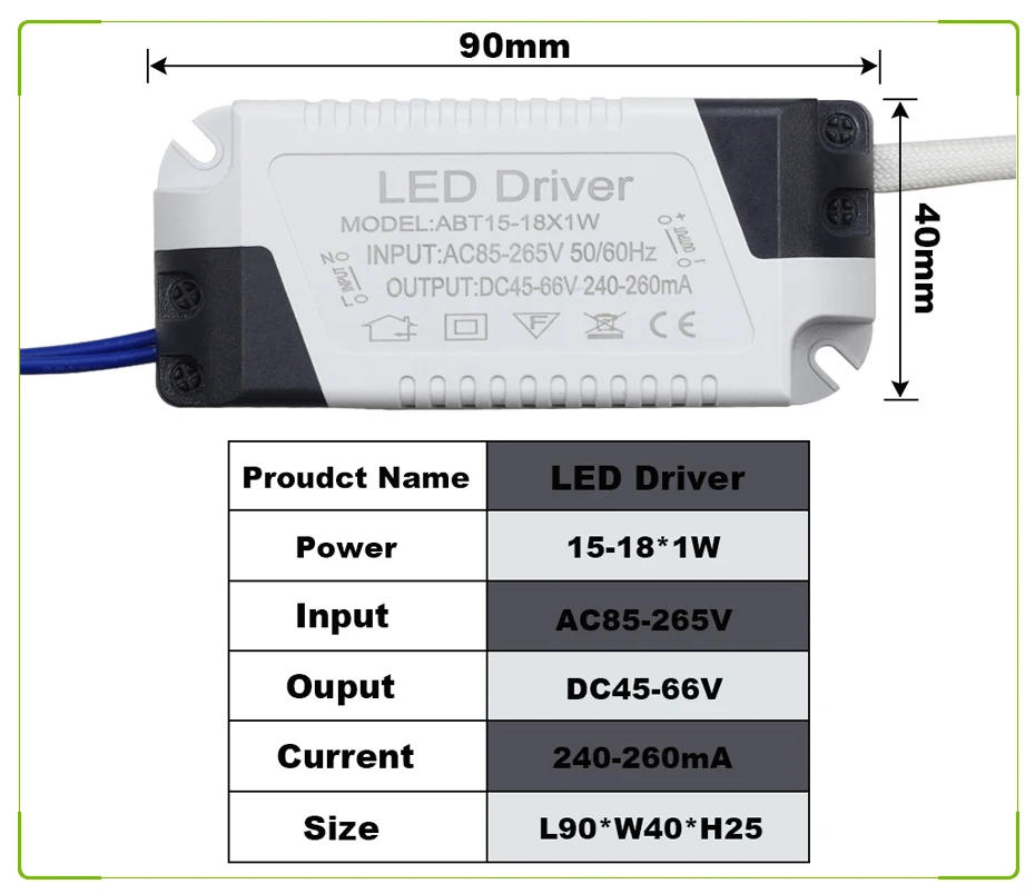 Светодиодный блок питания 1 Вт, 3 Вт, 5 Вт, 18 Вт, 25 Вт, ток 300 мА, светильник, трансформатор, адаптер, AC85-265V, светодиодный светильник, лампа