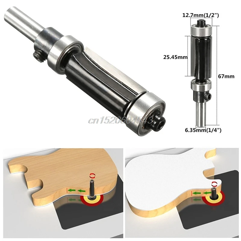 Flush Trim Router Bit Top & Bottom Bearing 1" H X 1/4'' Shank Woodworking Tool R06 Drop Ship | Инструменты