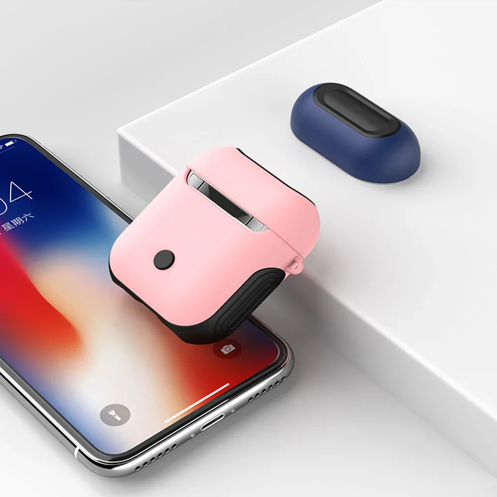 Color Earphone Silicone Portable Storage Case Cover Waterproof Wireless With Anti-lost Keychain Glitter Case For Airpods Apple