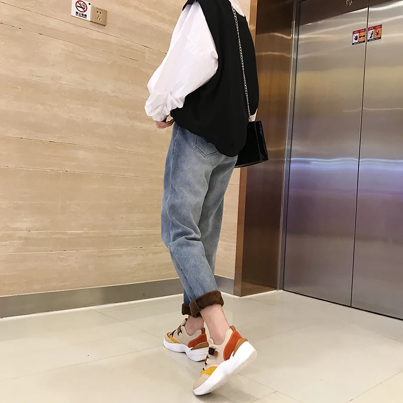 GUUZYUVIZ Warm Thicken Velvet Jeans Woman Autumn Winter Plus Size Casual Denim Pants Mujer Vintage Jean Taille Haute Femme