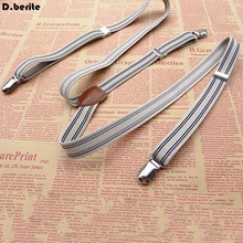 Мужские полосатые подтяжки, унисекс, повседневный Регулируемый подвесной зажим, подтяжки для взрослых, ремень для свадебной вечеринки, BDXJ205