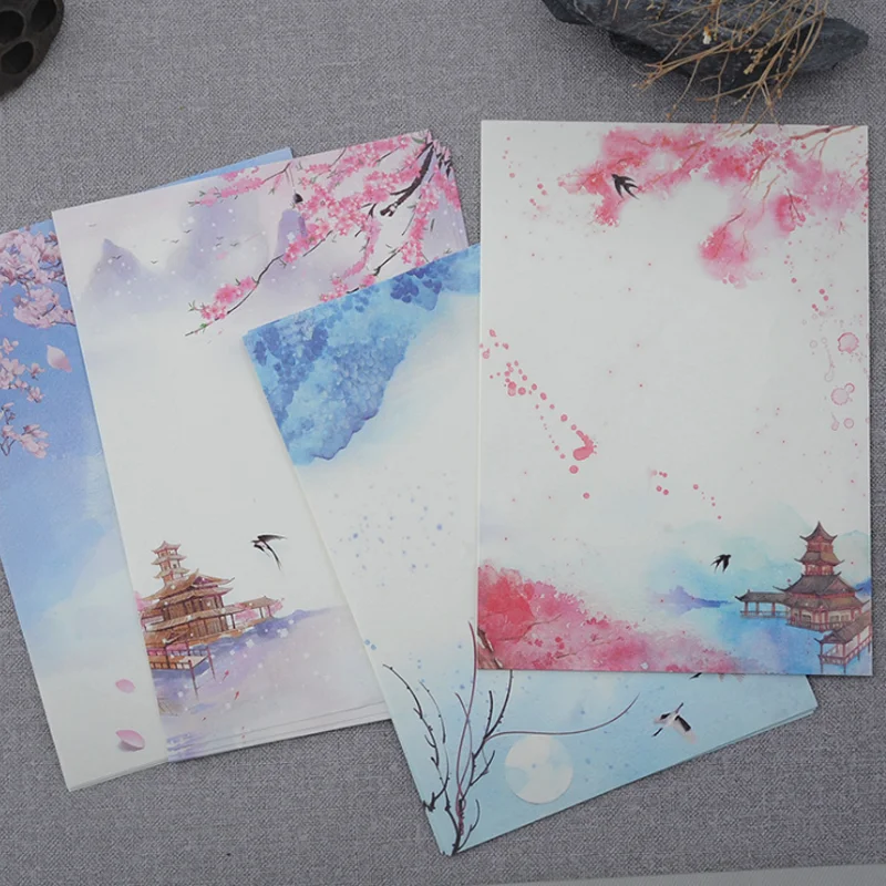 

8 Pcs/lot Lovely Retro Classic poetry illustration Season Plants Flowers Painting Letter Paper Writing Paper Letter Stationery