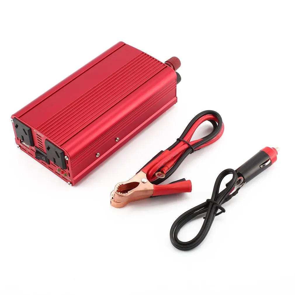 DC 12V To AC 240V Power Converter Red Dual USB Ports Car Voltage