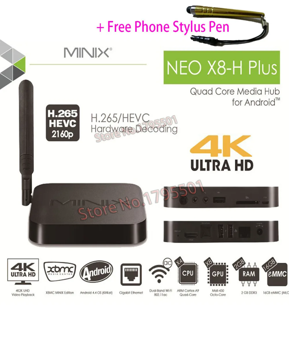 MINIX NEO X8 H Plus Android TV Box Quad Core 2GB 16GB HD 4K H 265