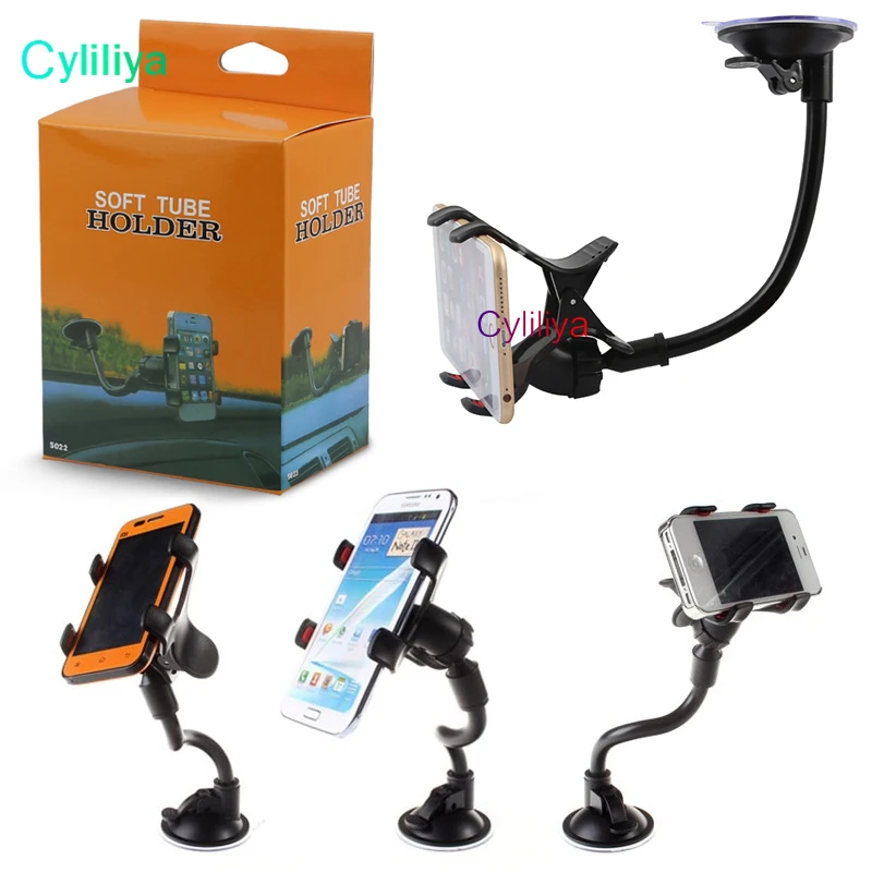 

500pcs Car Mount Long Arm Universal Windshield Dashboard Mobile Phone Car Holder 360 Degree Rotation with Strong Suction Cup