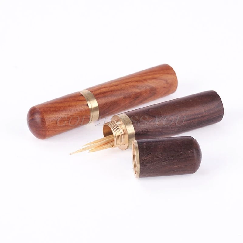 

Toothpick Bucket Rosewood Ebony Wood Toothpick Holder Tooth Pick Dispenser Box Hiking Portable Craft Handmade Gift