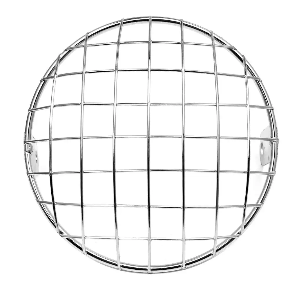 

7" Metal Retro Motorcycle Headlight Lamp Mesh Grille Cover Mask For Harley Honda Cafe Racer Motor Parts Grid strips stars