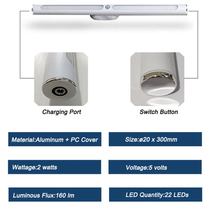 22 LED USB Rechargeable Motion Sensor Closet Light 15