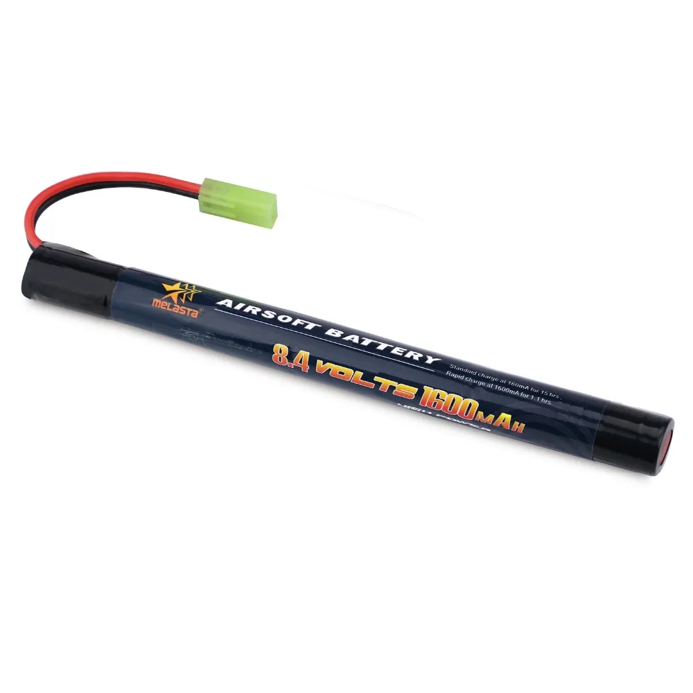 

MELASTA 8.4v 1600mAh Stick Mini NiMH Battery Pack with Mini Tamiya connector assembled with 16 G wire Feature for Airsoft Guns