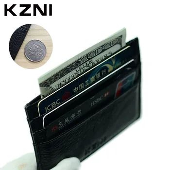 

KZNI Men Genuine Leather Bank Wallets Card Holder Pocket Small Men Clutch Bags Leather Credit Card Holder Change Purse 002