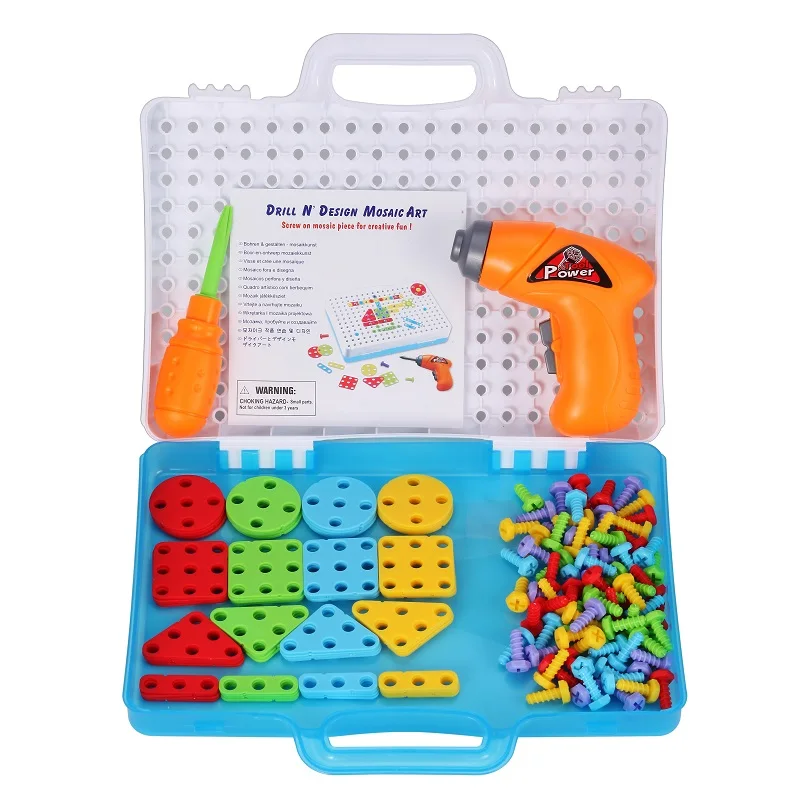 Ferramenta de Broca Crianças Elétrica Brinquedos Parafusos Quebra-cabeça Construção Brinquedo Broca Educativos Criativos Menino Fingir Jogar Ferramentas Dropshipping 8 High Quality Brinquedos e hobbies